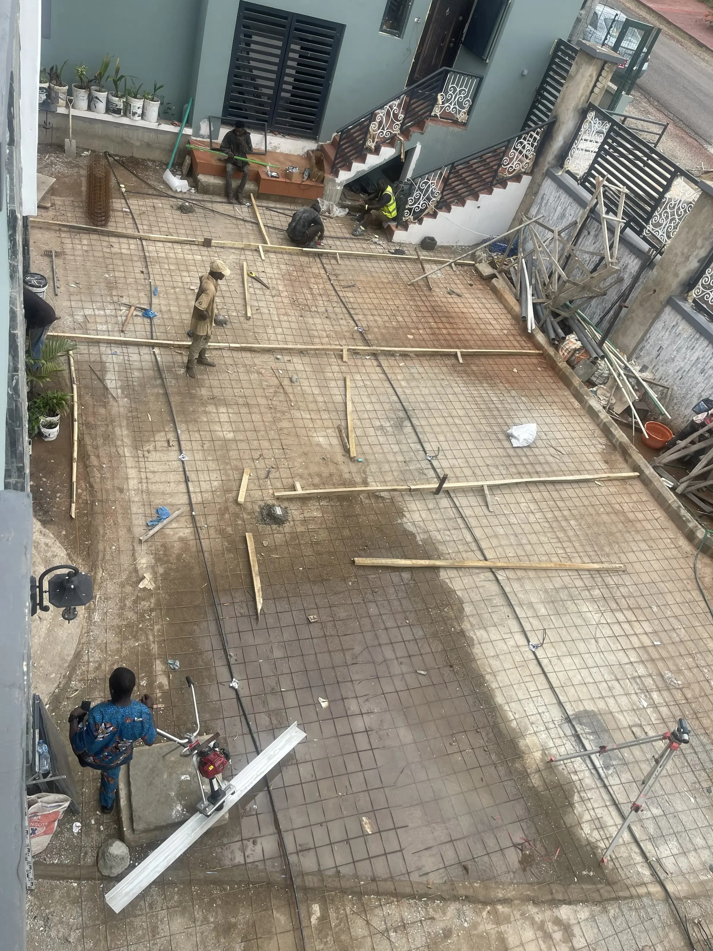 Aerial view of reinforcement works across the Abeokuta courtyard slab
