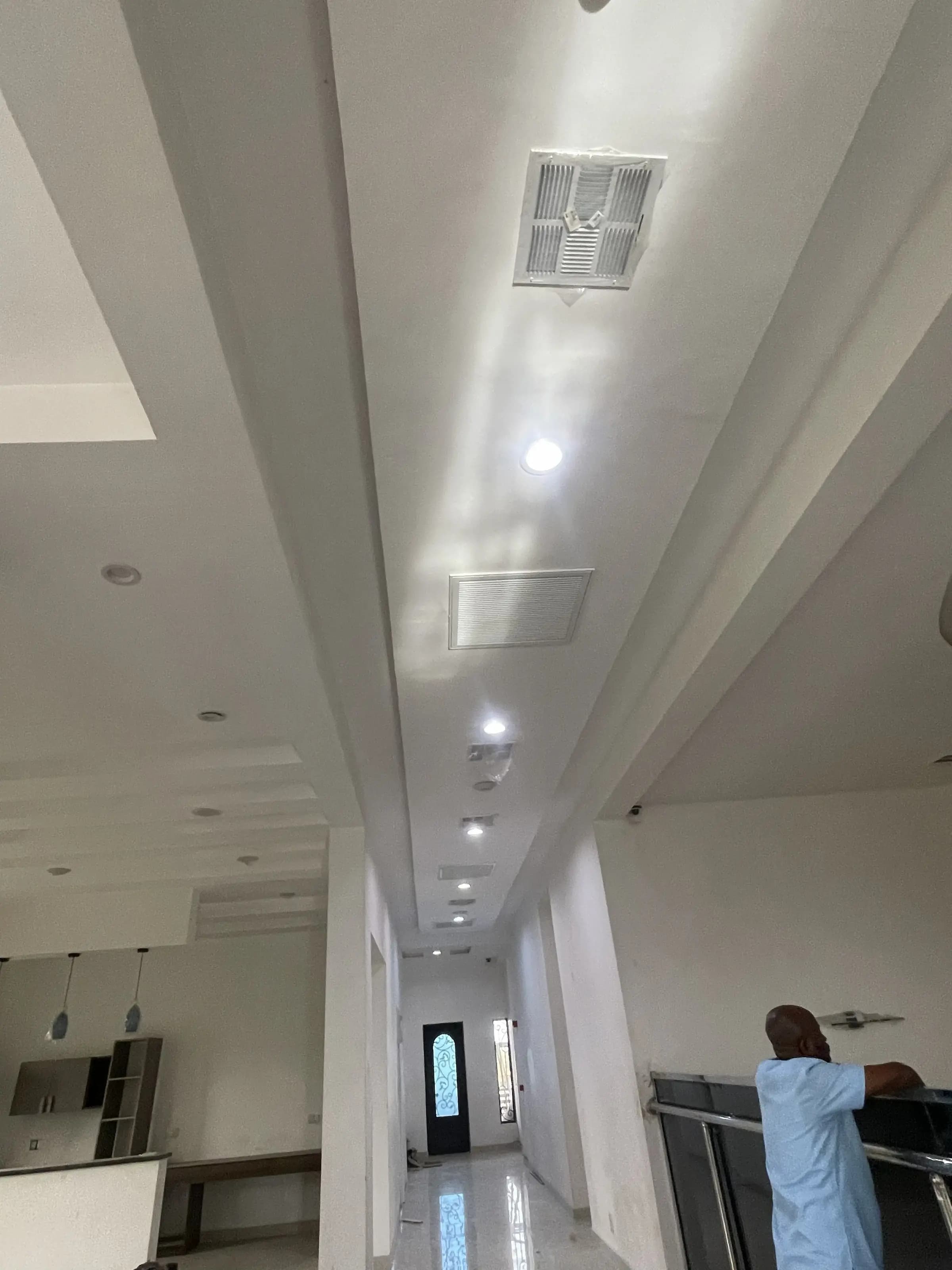 Interior ceiling and lighting finishing inside the Abeokuta residence